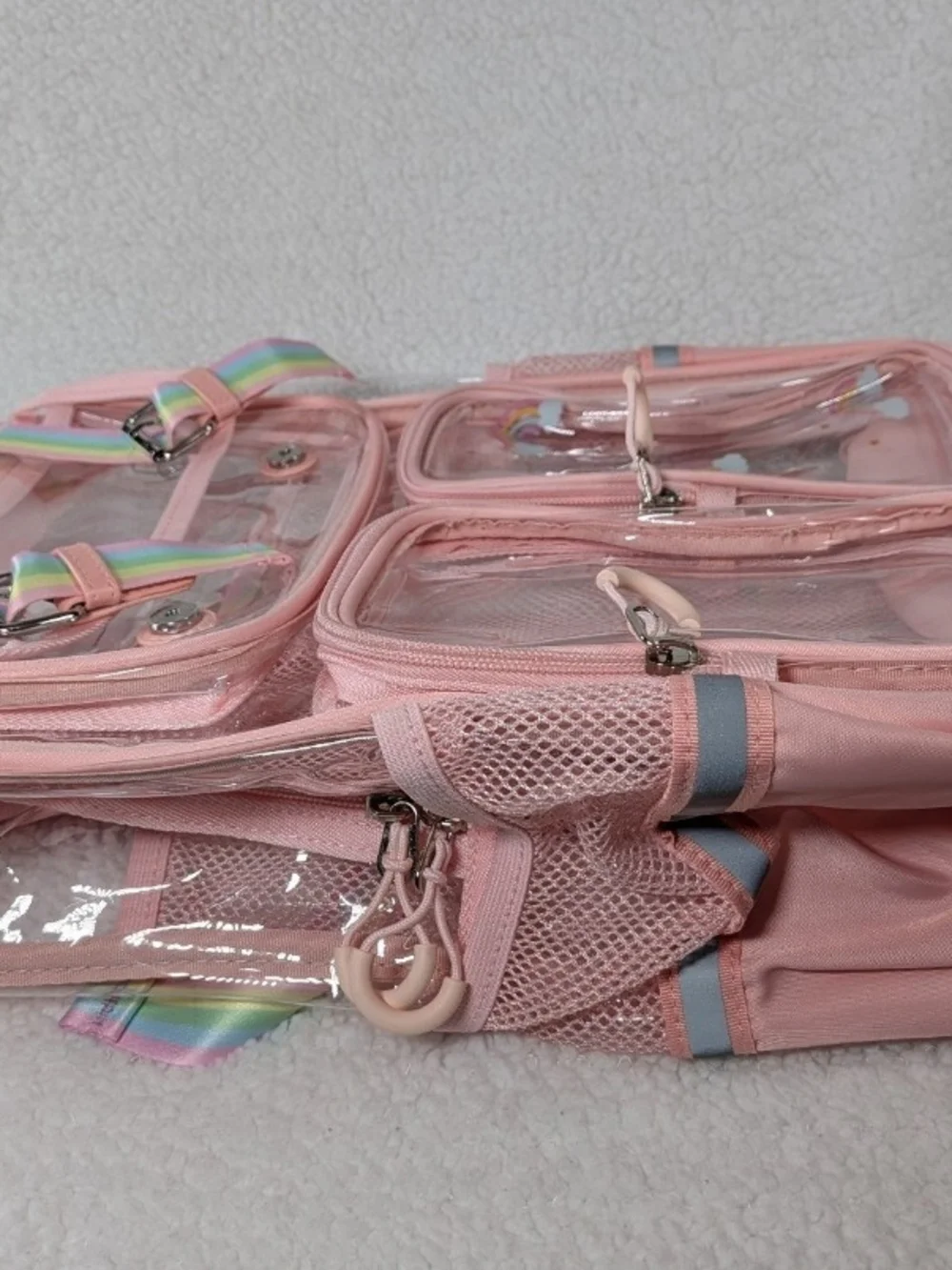 Pink Clear Backpack School resist big New various compartments